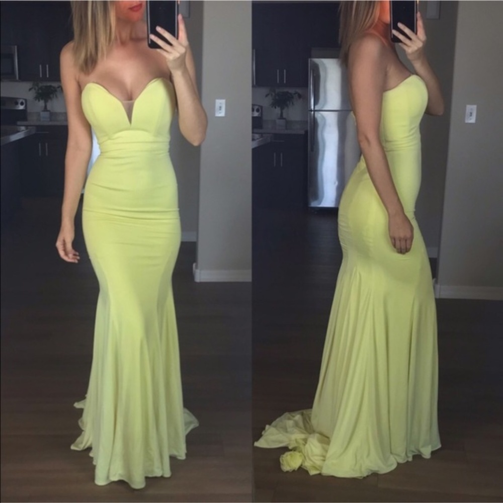 Jovani Mermaid Canary Yellow Maxi Gown Size XS (2)